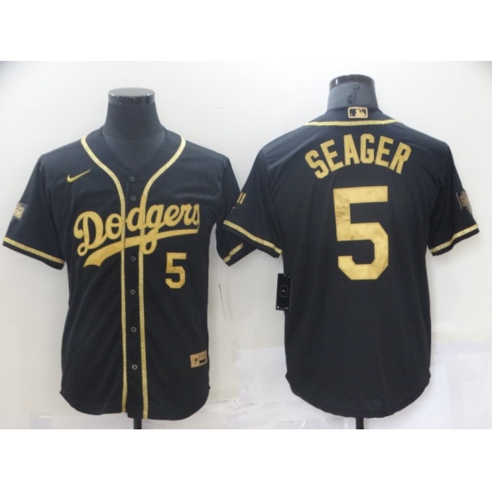 Men's Nike Los Angeles Dodgers #5 Corey Seager Black Gold Authentic Jersey - Ujersey