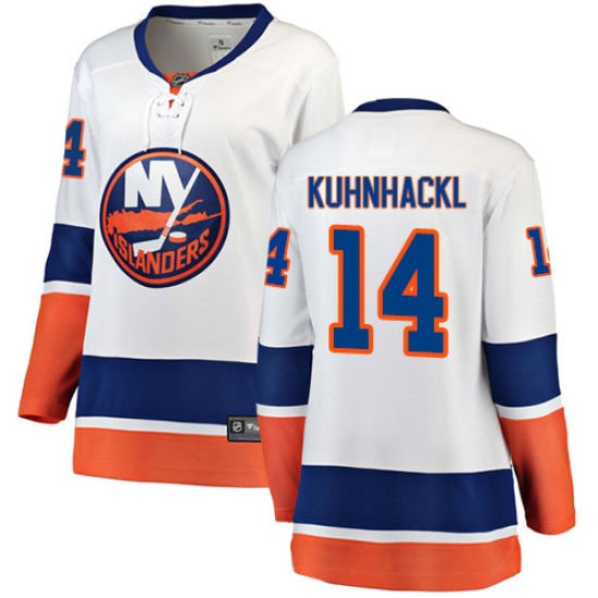 Women's New York Islanders #14 Tom Kuhnhackl Fanatics Branded White Away Breakaway NHL Jersey - Ujersey