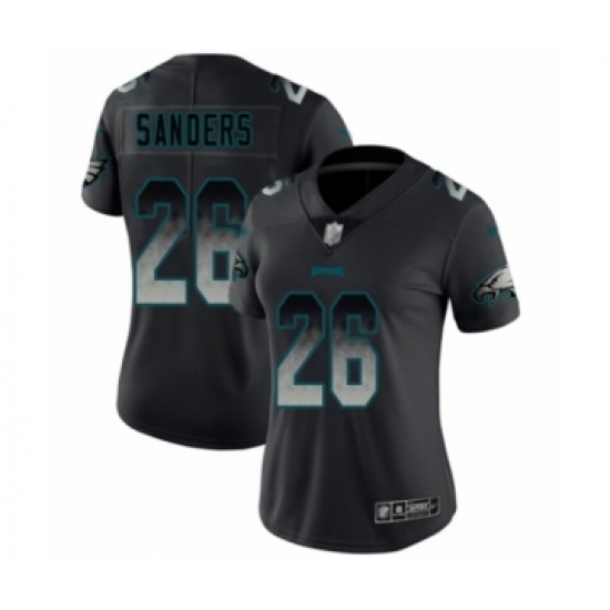 Women's Philadelphia Eagles #26 Miles Sanders Limited Black Smoke Fashion Football Jersey - Ujersey