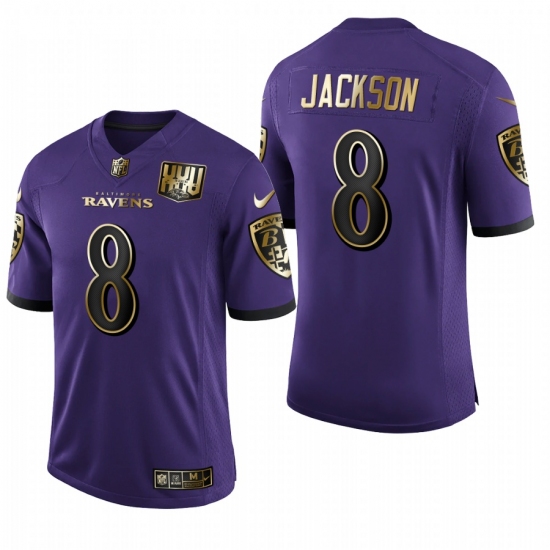 Men's Baltimore Ravens #8 Lamar Jackson Limited Olive Gold Football Jersey - Ujersey