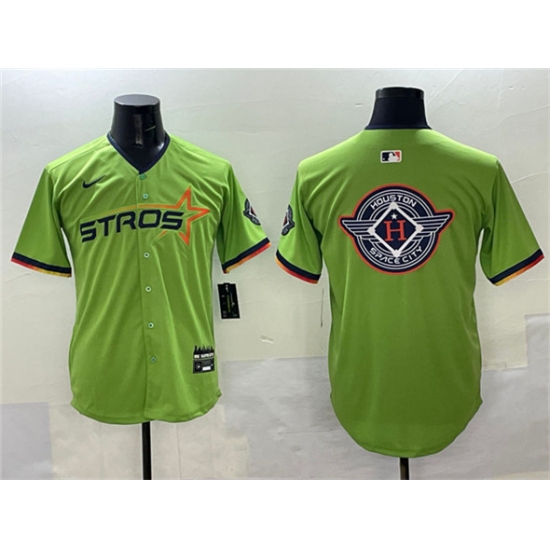 Men's Houston Astros Team Big Logo Green 2025 City Connect Limited Stitched Baseball Jersey - Ujersey