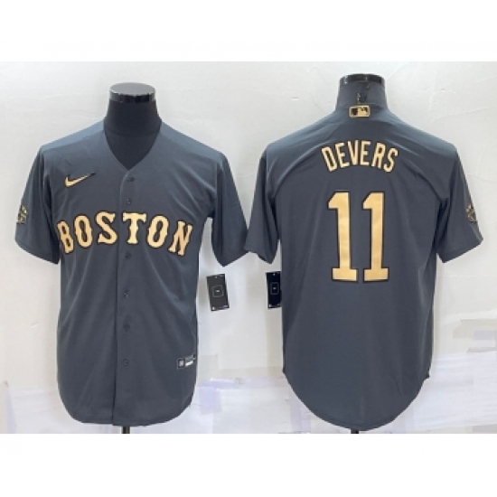 Men's Boston Red Sox #11 Rafael Devers Grey 2022 All Star Stitched Cool Base Nike Jersey - Ujersey