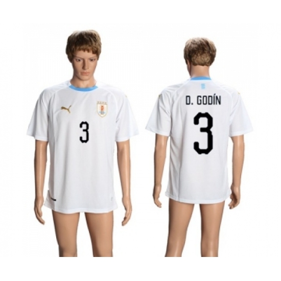 Uruguay #3 D.Godin Away Soccer Country Jersey