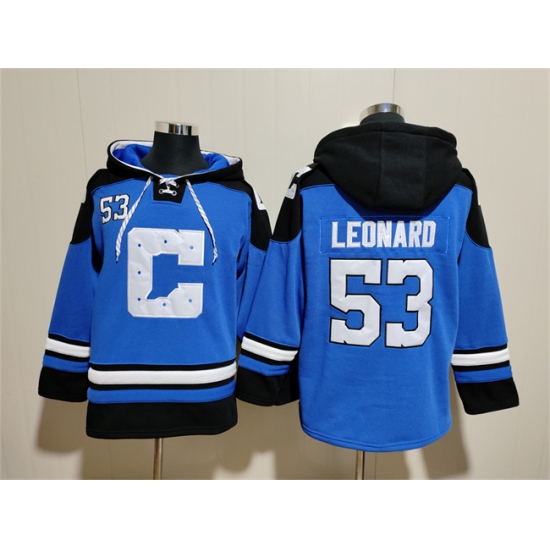 Men's Indianapolis Colts #53 Shaquille Leonard Blue Ageless Must-Have Lace-Up Pullover Hoodie - Ujersey NHL