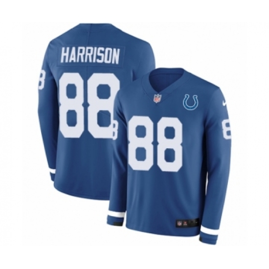 Men's Nike Indianapolis Colts #88 Marvin Harrison Limited Blue Therma Long Sleeve NFL Jersey - Ujersey