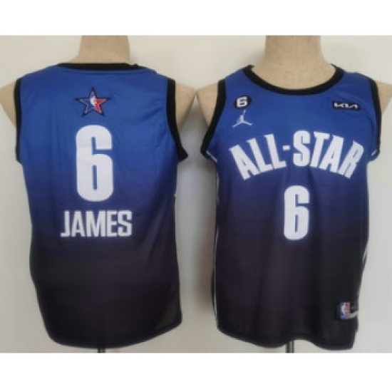 Men's Los Angeles Lakers #6 LeBron James Navy Blue 2022 All Star 6 Patch Icon Sponsor Swingman Jersey - Ujersey