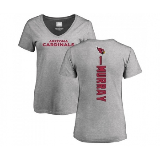 Football Women's Arizona Cardinals #1 Kyler Murray Ash Backer V-Neck T-Shirt - Ujersey