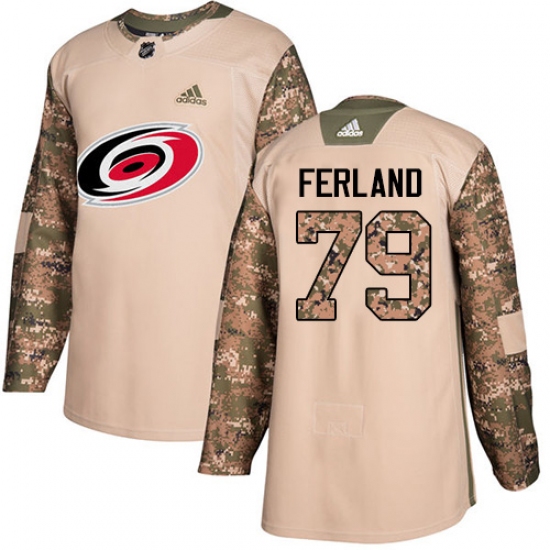 Men's Adidas Carolina Hurricanes #79 Michael Ferland Camo Authentic 2017 Veterans Day Stitched NHL Jersey - Ujersey