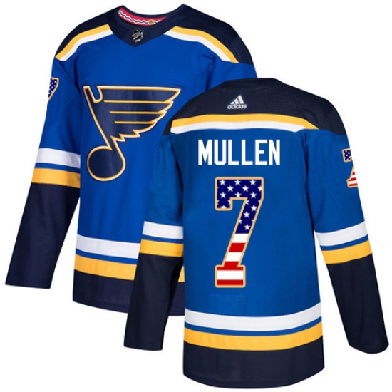 Men's Adidas St. Louis Blues #7 Joe Mullen Authentic Blue USA Flag Fashion NHL Jersey - Ujersey