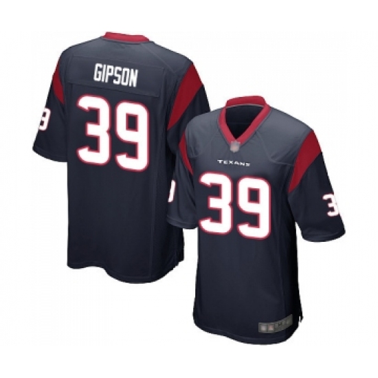 Men's Houston Texans #39 Tashaun Gipson Game Navy Blue Team Color Football Jersey - Ujersey