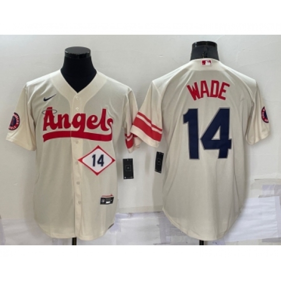 Men's Los Angeles Angels #14 Tyler Wade Number Cream 2022 City Connect Cool Base Stitched Jersey - Ujersey