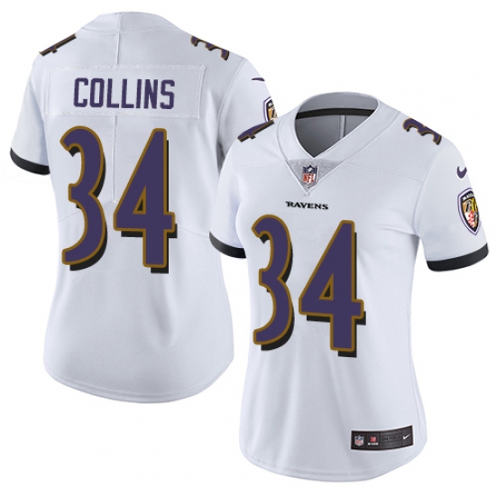 Women's Nike Baltimore Ravens #34 Alex Collins White Vapor Untouchable Limited Player NFL Jersey - Ujersey