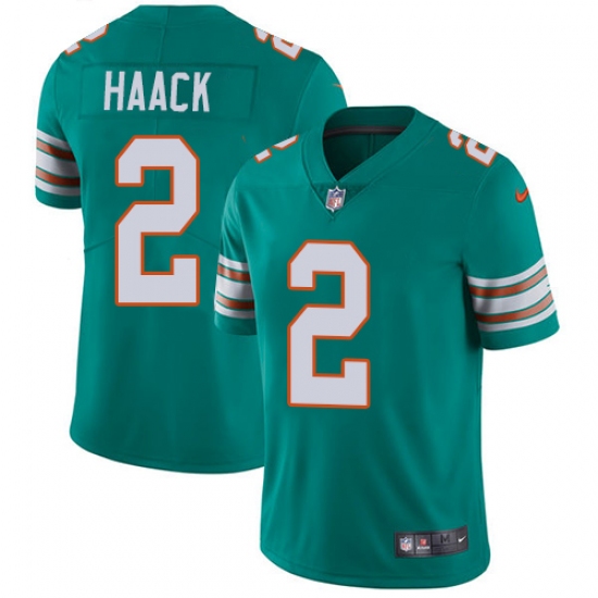 Men's Nike Miami Dolphins #2 Matt Haack Aqua Green Alternate Vapor Untouchable Limited Player NFL Jersey - Ujersey