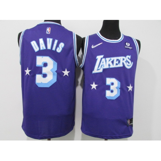 Men's Los Angeles Lakers #3 Anthony Davis Nike Purple 2021-22 Swingman City Jersey - Ujersey