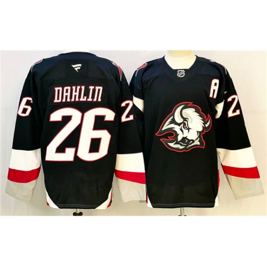 Men's Buffalo Sabres #26 Rasmus Dahlin Black 2024-25 Alternate With A Stitched Jersey - Ujersey