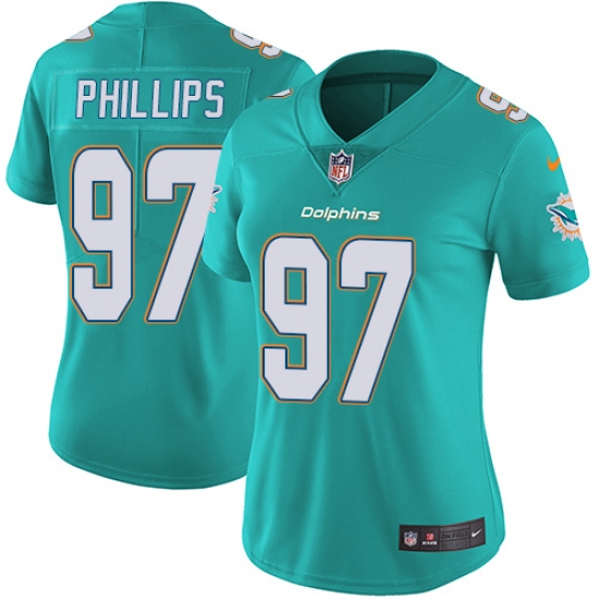 Women's Nike Miami Dolphins #97 Jordan Phillips Aqua Green Team Color Vapor Untouchable Limited Player NFL Jersey - Ujersey