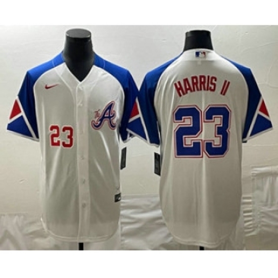 Men's Atlanta Braves #23 Michael Harris II Number White 2023 City Connect Cool Base Stitched Jerseys - Ujersey