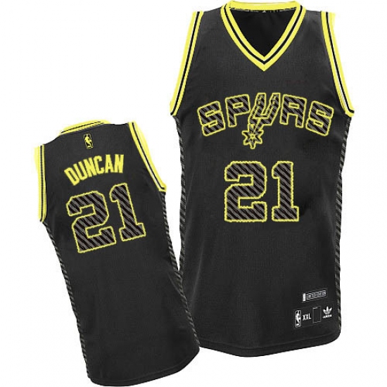 Men's Adidas San Antonio Spurs #21 Tim Duncan Authentic Black Electricity Fashion NBA Jersey - Ujersey