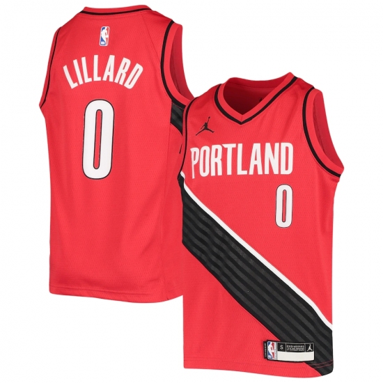 Youth Portland Trail Blazers #0 Damian Lillard Jordan Brand Red 2020-21 Swingman Player Jersey - Ujersey