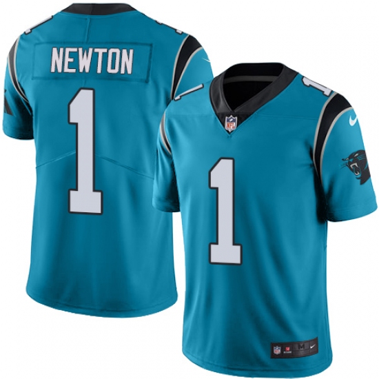 Men's Nike Carolina Panthers #1 Cam Newton Blue Alternate Vapor Untouchable Limited Player NFL Jersey - Ujersey
