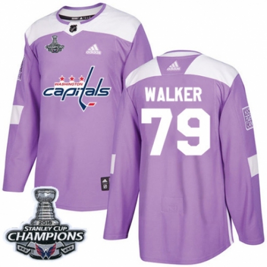 Men's Adidas Washington Capitals #79 Nathan Walker Authentic Purple Fights Cancer Practice 2018 Stanley Cup Final Champions NHL Jersey - Ujersey