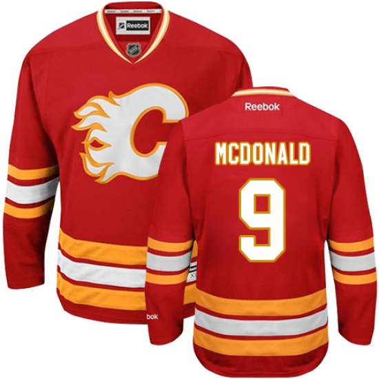 Women's Reebok Calgary Flames #9 Lanny McDonald Premier Red Third NHL Jersey - Ujersey