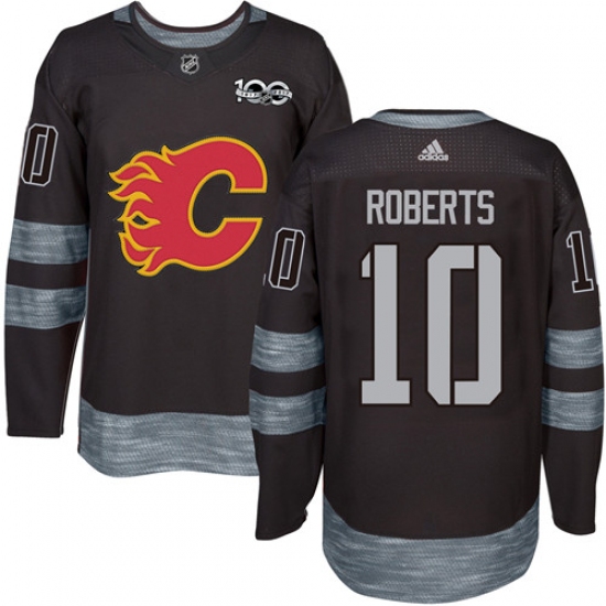 Men's Adidas Calgary Flames #10 Gary Roberts Authentic Black 1917-2017 100th Anniversary NHL Jersey - Ujersey