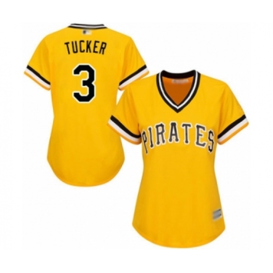 Women's Pittsburgh Pirates #3 Cole Tucker Authentic Gold Alternate Cool Base Baseball Player Jersey - Ujersey