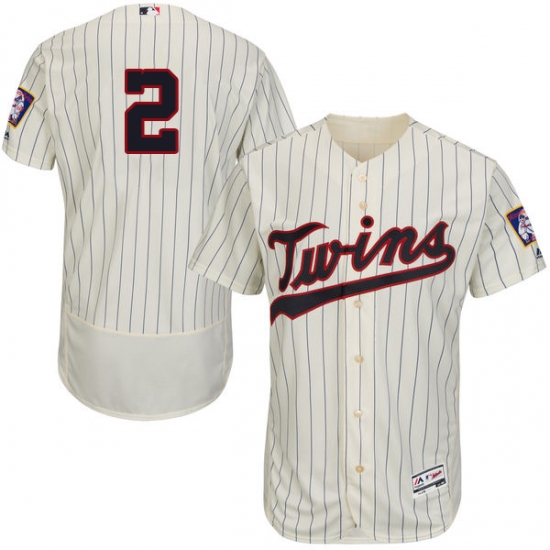 Men's Majestic Minnesota Twins #2 Brian Dozier Authentic Cream Alternate Flex Base Authentic Collection MLB Jersey - Ujersey