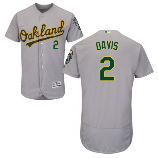 Men's Majestic Oakland Athletics #2 Khris Davis Grey Flexbase Authentic Collection MLB Jersey - Ujersey