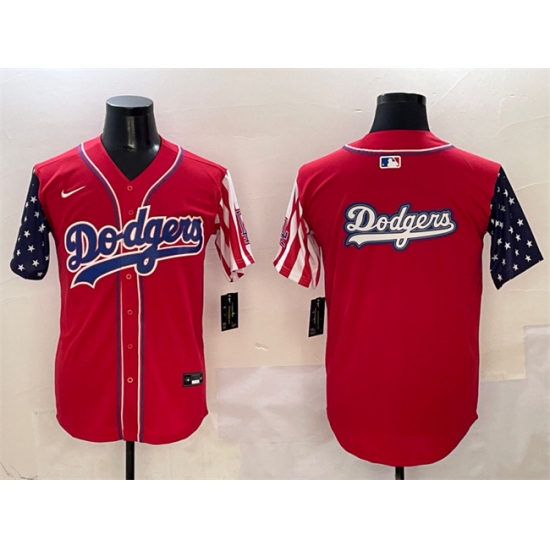 Men's Los Angeles Dodgers Team Big Logo Red Limited Stitched Baseball Jersey - Ujersey