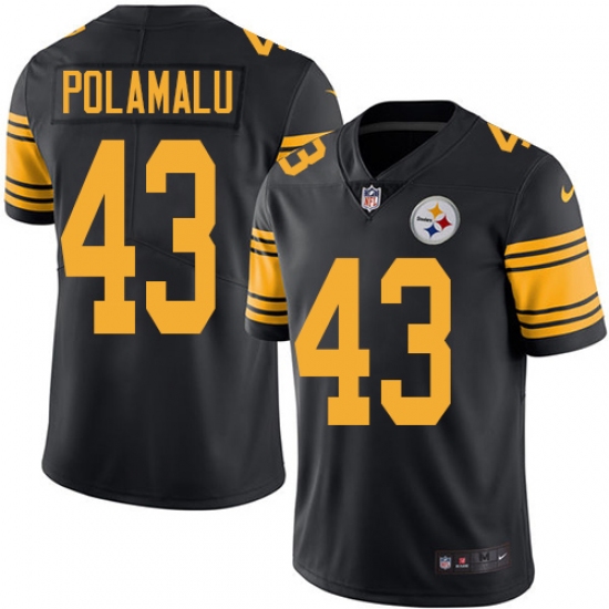 Youth Nike Pittsburgh Steelers #43 Troy Polamalu Limited Black Rush Vapor Untouchable NFL Jersey - Ujersey