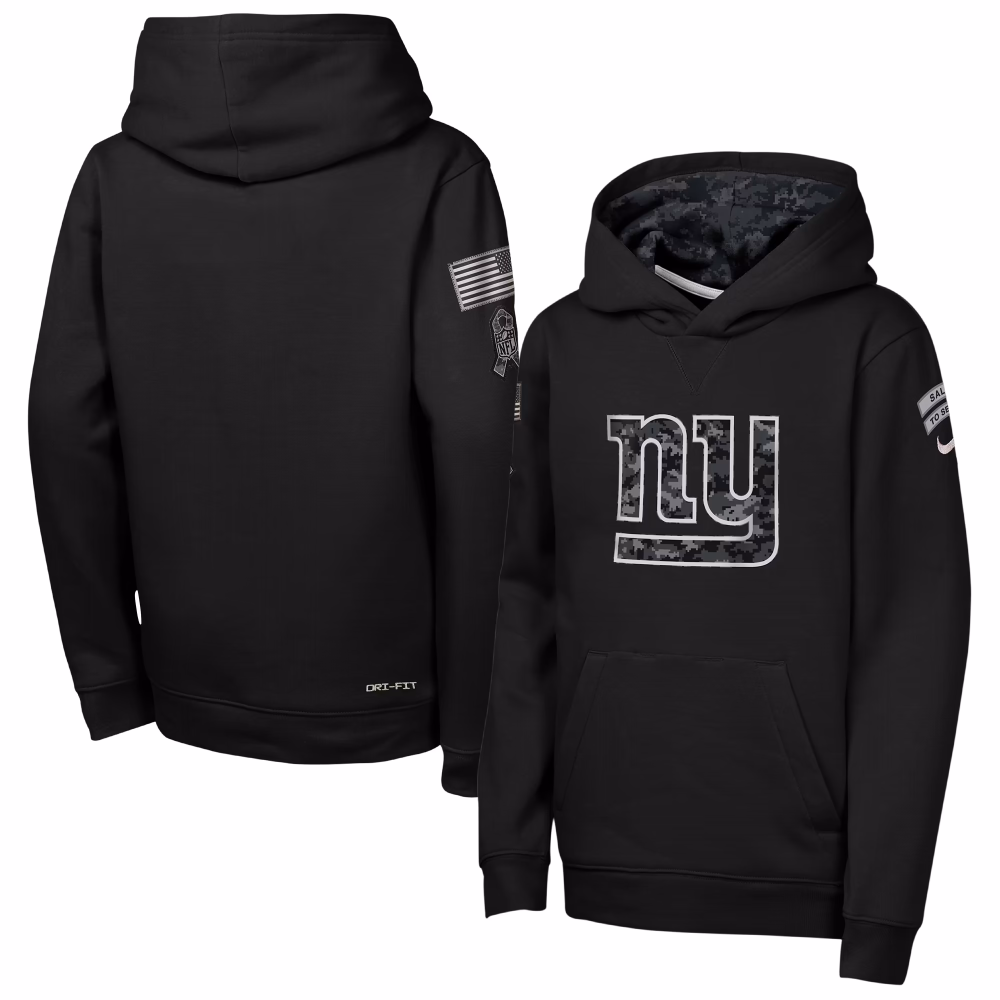 Youth New York Giants  Nike Black 2026 Salute to Service Club Fleece Pullover Hoodie - U-jersey