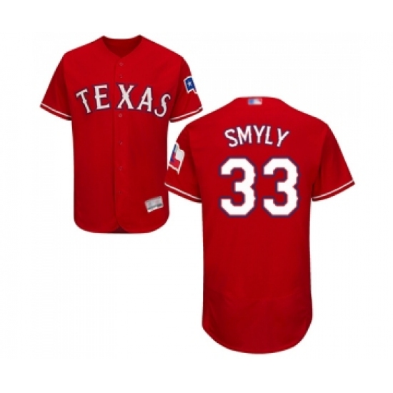 Men's Texas Rangers #33 Drew Smyly Red Alternate Flex Base Authentic Collection Baseball Jersey - Ujersey