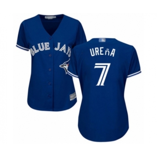 Women's Toronto Blue Jays #7 Richard Urena Authentic Blue Alternate Baseball Player Jersey - Ujersey