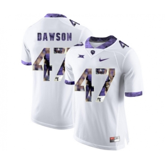 TCU Horned Frogs 47 P.J. Dawson White With Portrait Print College Football Limited Jersey - Ujersey