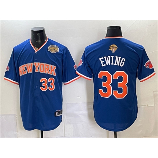 Men's New York Knicks #33 Patrick Ewing Royal 2026 Finals & Eastern Conference Champions Stitched Baseball Jersey - Ujersey