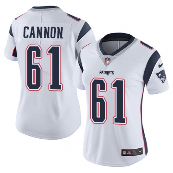 Women's Nike New England Patriots #61 Marcus Cannon White Vapor Untouchable Limited Player NFL Jersey - Ujersey