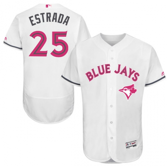 Men's Majestic Toronto Blue Jays #25 Marco Estrada Authentic White 2016 Mother's Day Fashion Flex Base MLB Jersey - Ujersey