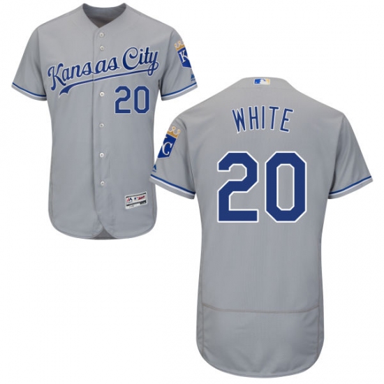 Men's Majestic Kansas City Royals #20 Frank White Grey Road Flex Base Authentic Collection MLB Jersey - Ujersey