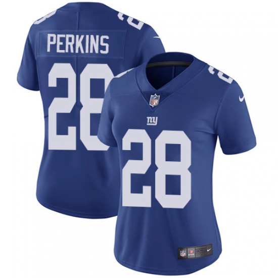 Women's Nike New York Giants #28 Paul Perkins Royal Blue Team Color Vapor Untouchable Limited Player NFL Jersey - Ujersey