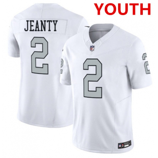 Youth Las Vegas Raiders #2 Ashton Jeanty White 2025 F.U.S.E. Vapor Stitched Football Jerseys - Ujersey
