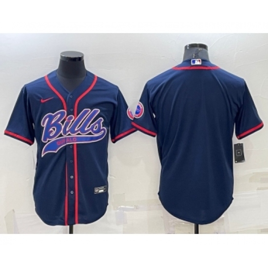 Men's Buffalo Bills Blank Navy Blue Stitched MLB Cool Base Nike Baseball Jersey - Ujersey