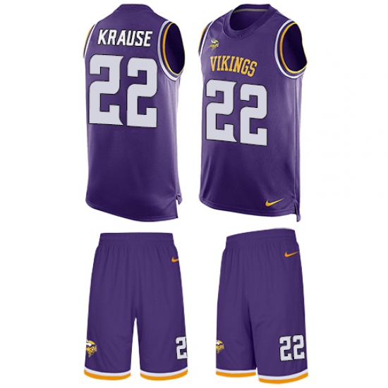Men's Nike Minnesota Vikings #22 Paul Krause Limited Purple Tank Top Suit NFL Jersey - Ujersey
