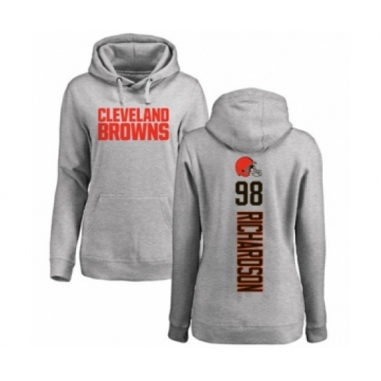 Football Women's Cleveland Browns #98 Sheldon Richardson Ash Backer Pullover Hoodie - Ujersey