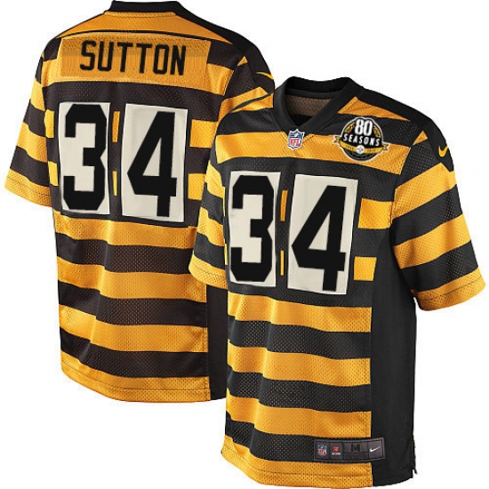 Youth Nike Pittsburgh Steelers #34 Cameron Sutton Elite Yellow/Black Alternate 80TH Anniversary Throwback NFL Jersey - Ujersey