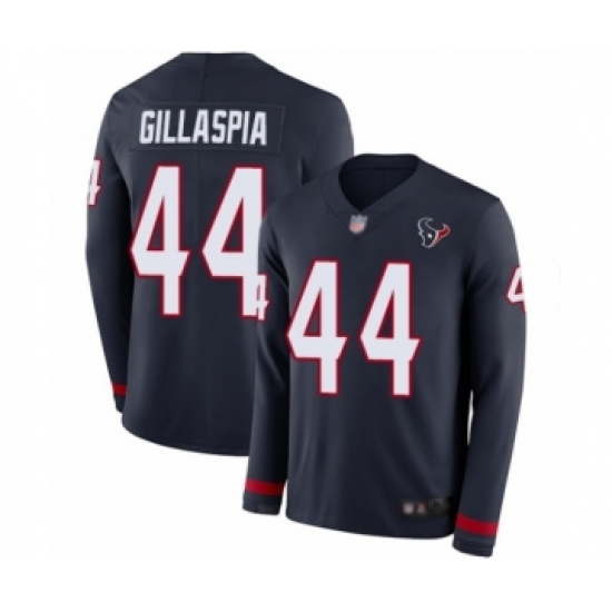 Men's Houston Texans #44 Cullen Gillaspia Limited Navy Blue Therma Long Sleeve Football Jersey - Ujersey