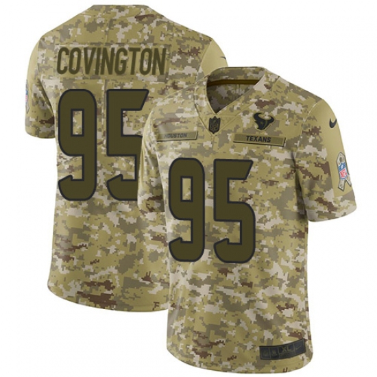 Men's Nike Houston Texans #95 Christian Covington Limited Camo 2018 Salute to Service NFL Jersey - Ujersey