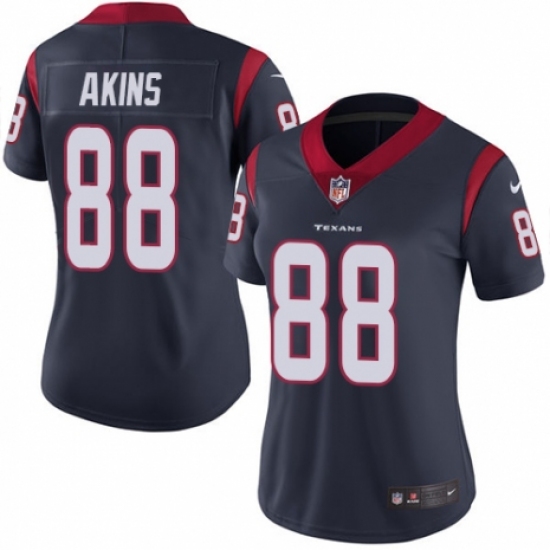 Women's Nike Houston Texans #88 Jordan Akins Navy Blue Team Color Vapor Untouchable Limited Player NFL Jersey - Ujersey