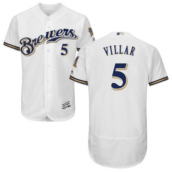 Men's Majestic Milwaukee Brewers #5 Jonathan Villar White Flexbase Authentic Collection MLB Jersey - Ujersey